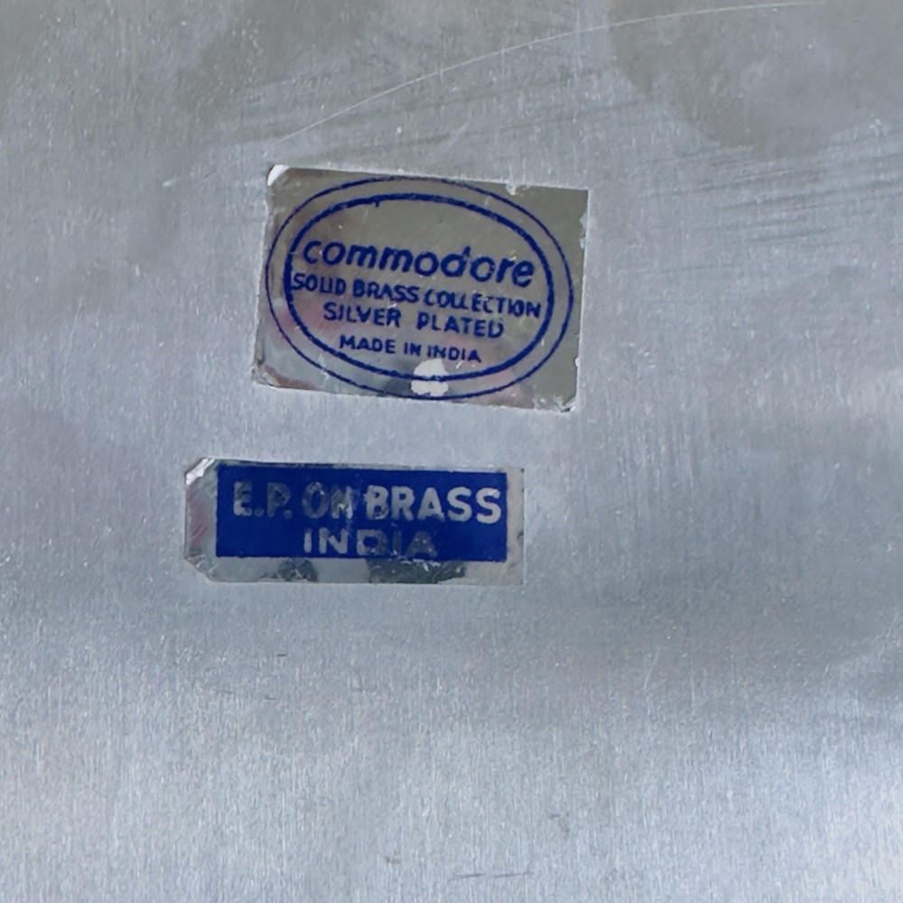 Vtg Silver-plated Sugar Bowl Lid Creamer & Tray Commodore Solid Brass India Labe