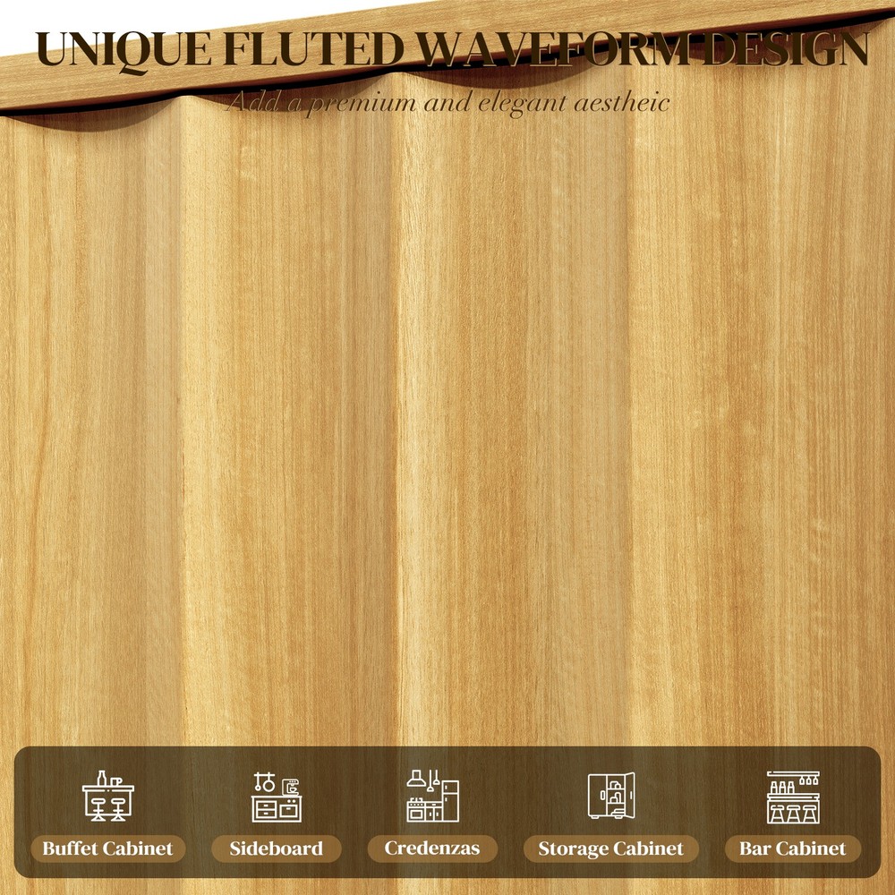 Waveform Design Buffet Cabinet with Storage, Handleless Sideboard Bar Cabinet