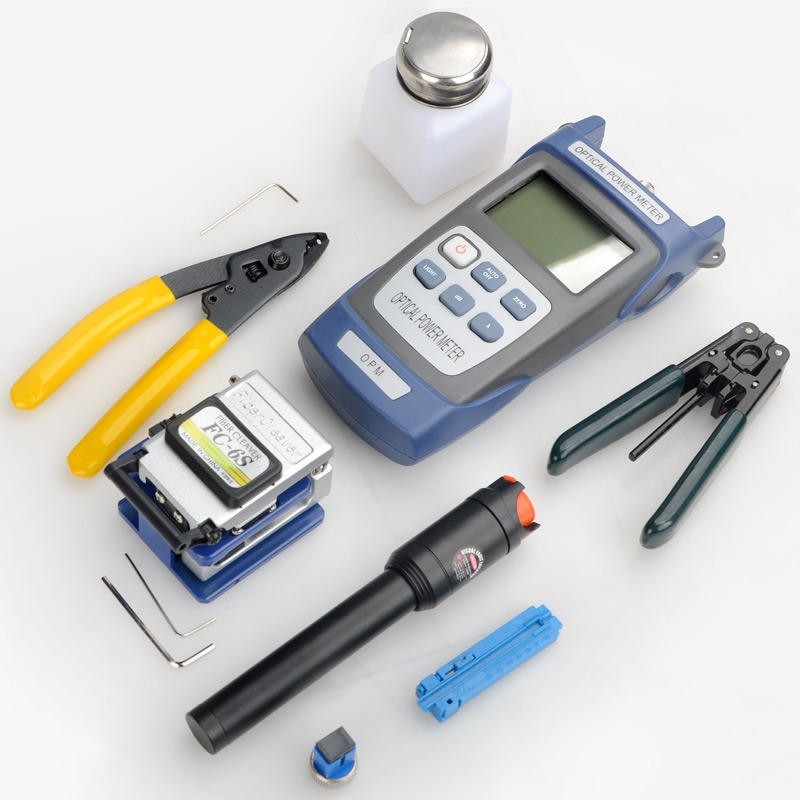 Fiber Optic Tool Kit Fiber Optic Cleaver Power Meter VFL FTTH Cable Stripper Kit