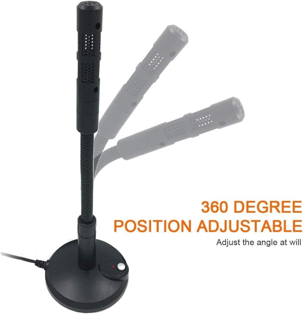 Plug-and-Play USB Desktop Microphone with LED Mute Control & Adjustable Stand