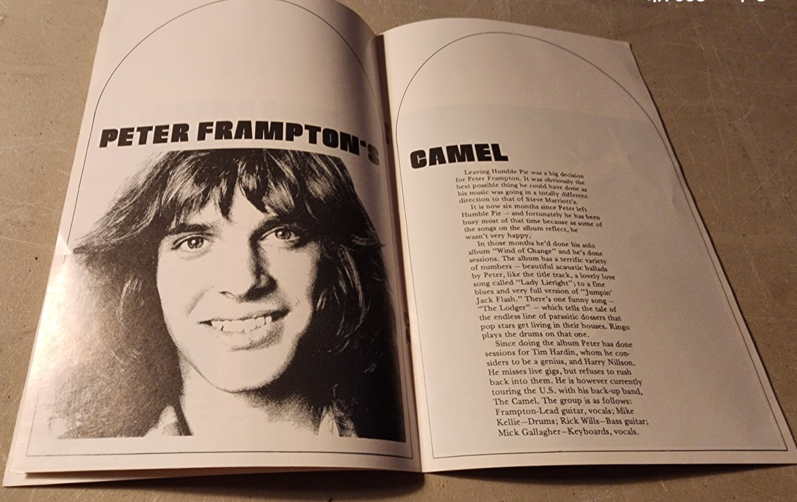 David Bowie Spiders from Mars 1972 TOUR PROGRAM Santa Monica Civic Frampton