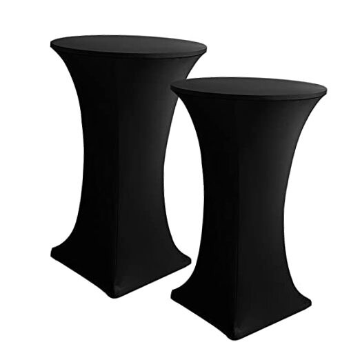 Cocktail Table Covers Pack - Fitted Stretch Spandex Square Corners 2 Black