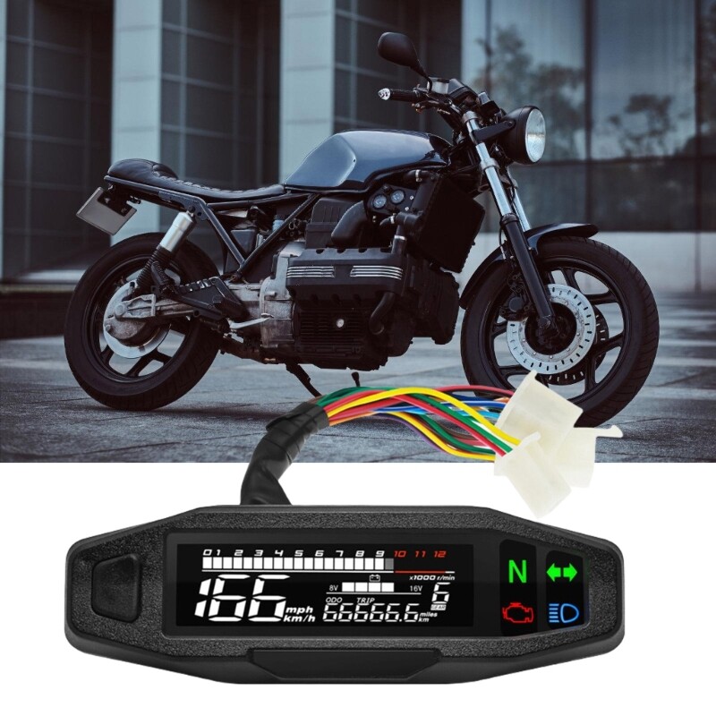 Motorcycle Speedometer Digital Speed Meter LED Tachometer Dashboard Instrument