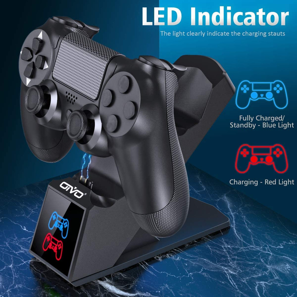 For PS4 Controller Charging Dock Dual Station Fast Charge with LED Indicator