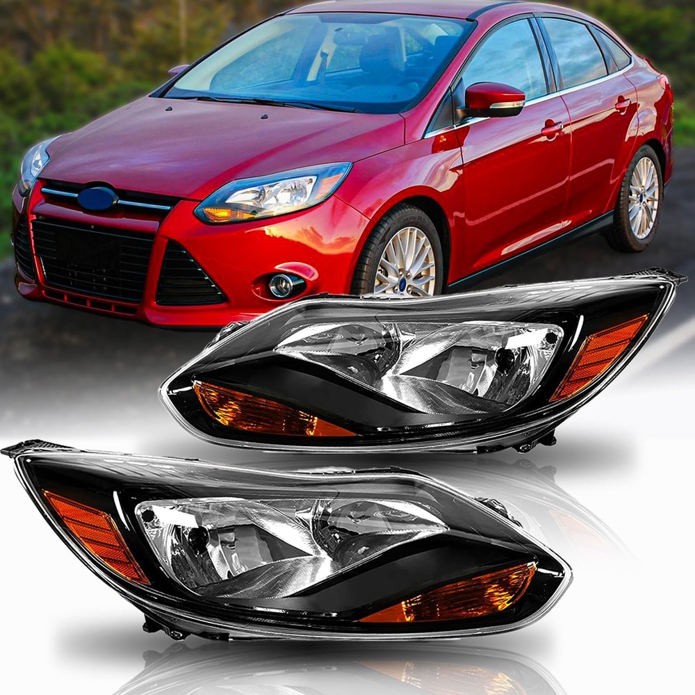 Headlights Assembly with bulbs Compatible with 2012 2013 2014 Ford Focus