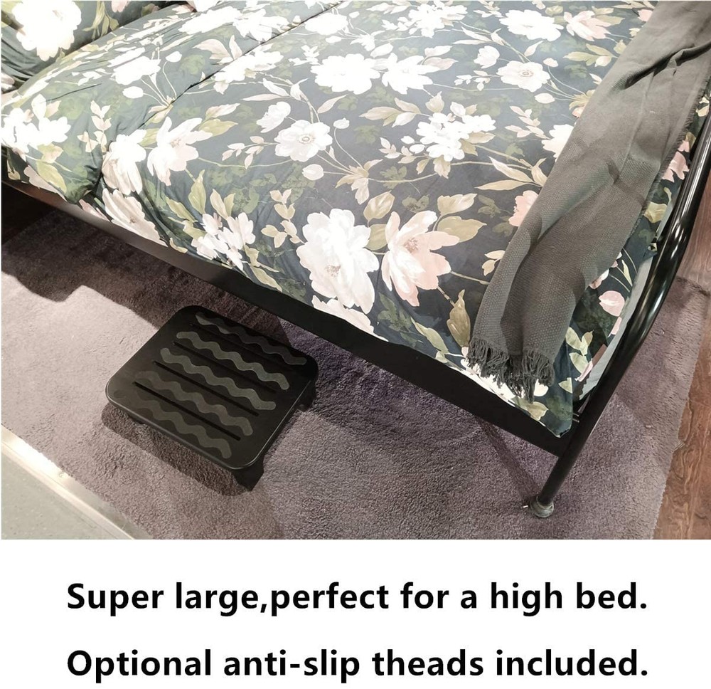 URFORESTIC Solid Wood Bed Step Stool Super Large/Bedside Steps for High