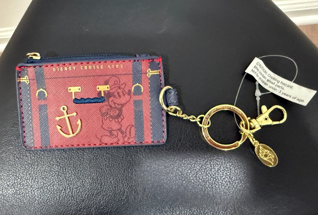 NWT Disney Cruise Line Mickey Snap Card Holder Pocket Wallet w / Zip Coin Purse