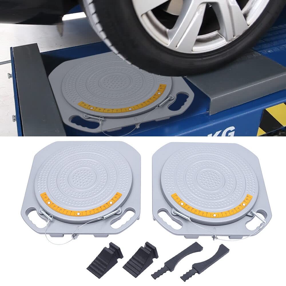 2x Wheel Alignment Turntable Turn Plates with Transition Bridge and Thrust Block