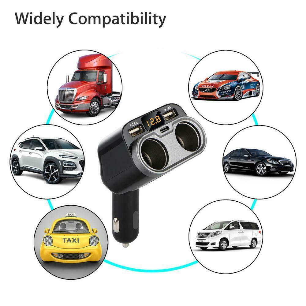 In Car Wireless Bluetooth 5.0 FM Transmitter AUX Receiver Adapter 2 USB Charger