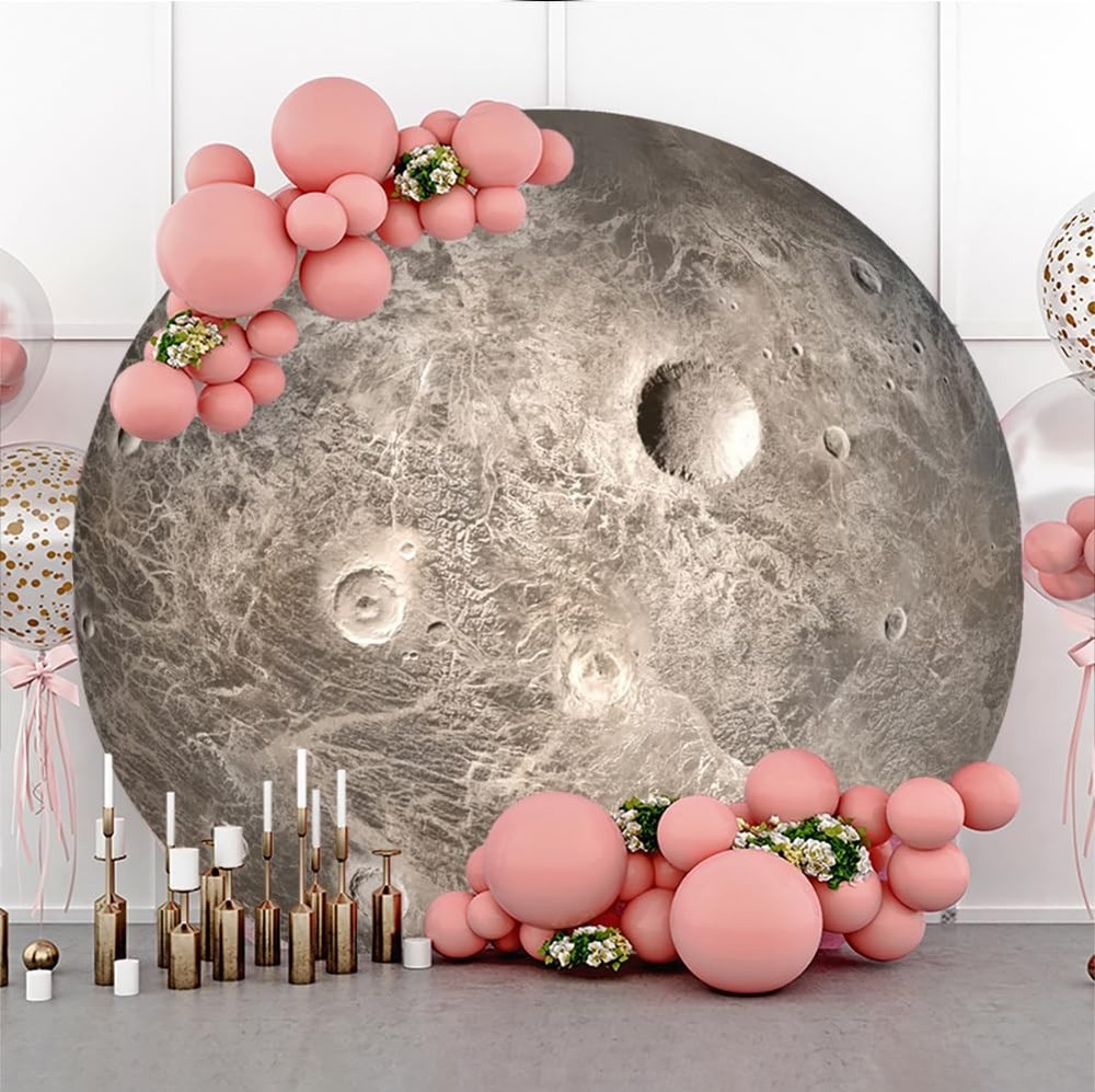 Diameter 6.5ft Universe Planet Moon Surface Round Backdrop Cover Solar System...