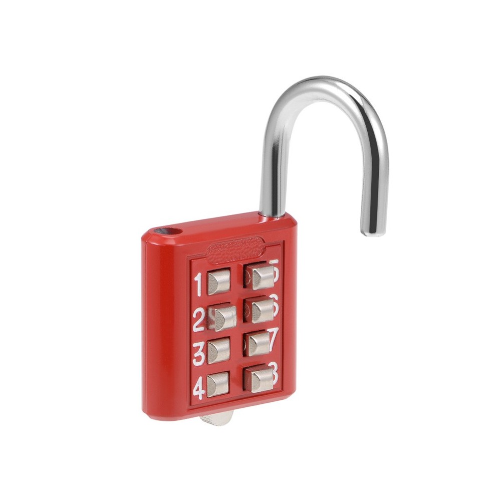 8-Digit Combination Padlock Push Button Lock for Locker Cabinet Red 2Pcs
