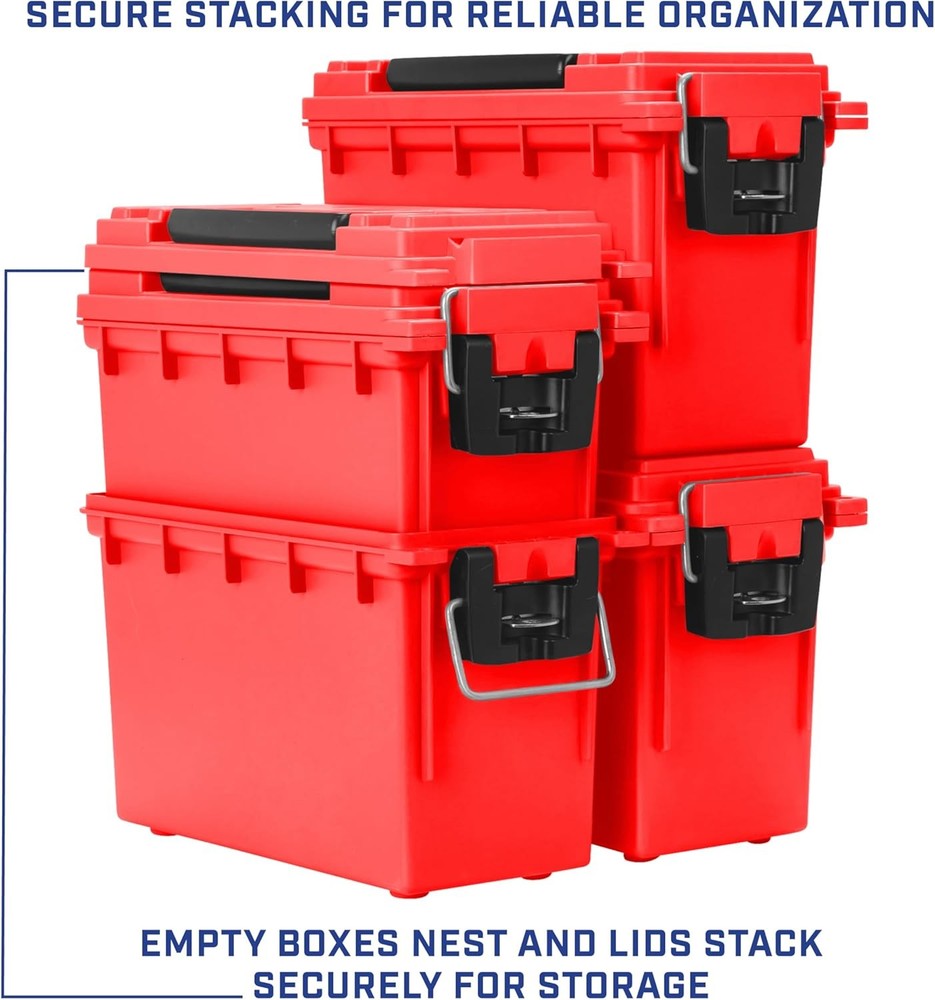 Sheffield 12636 Ammo Storage Box, Stackable .30 Cal Standard Single, Red