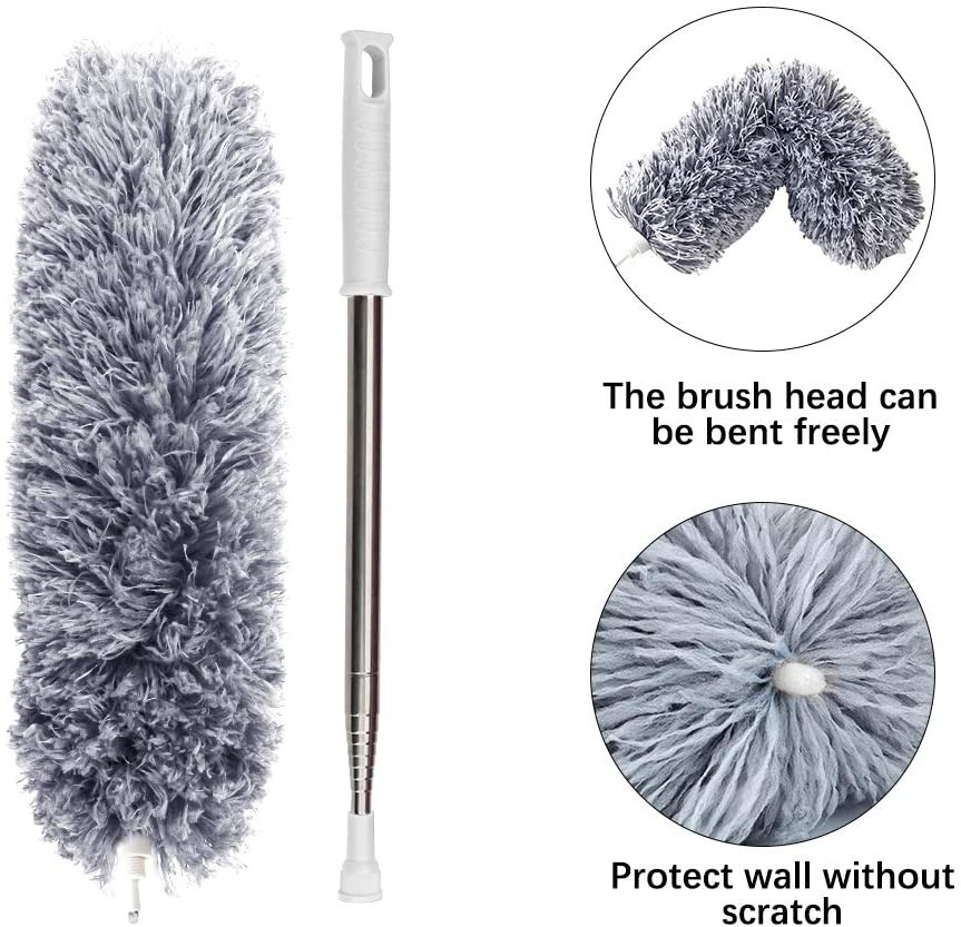 DELUX Microfiber Feather Duster Extendable Duster with 100 Inches Extra Long Pol