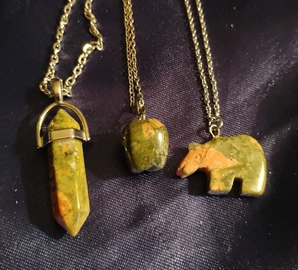 Stone Necklaces 3, Bear ,Apple, Pillar