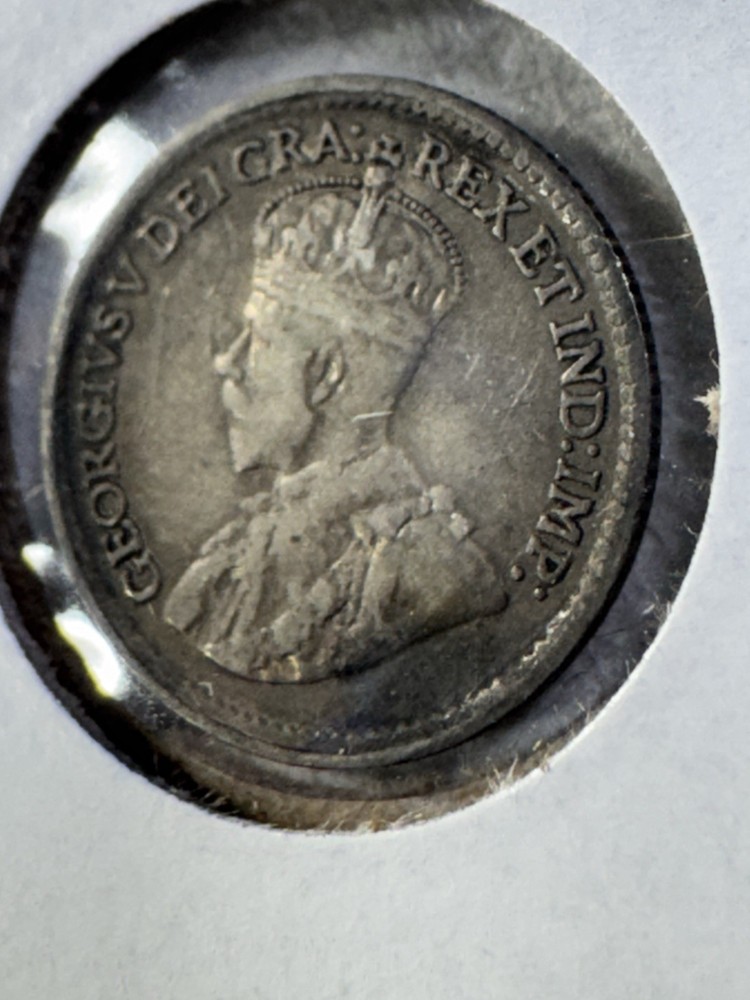1920 Canada 5 Cents Silver Coin Cleaned