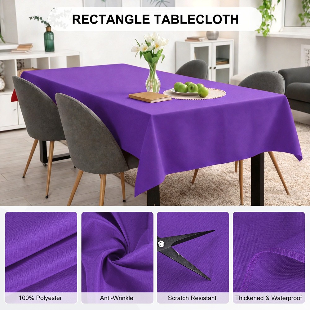 150x300cm Rectangle Tablecloth, Thickened Polyester Table Cloth Deep Purple