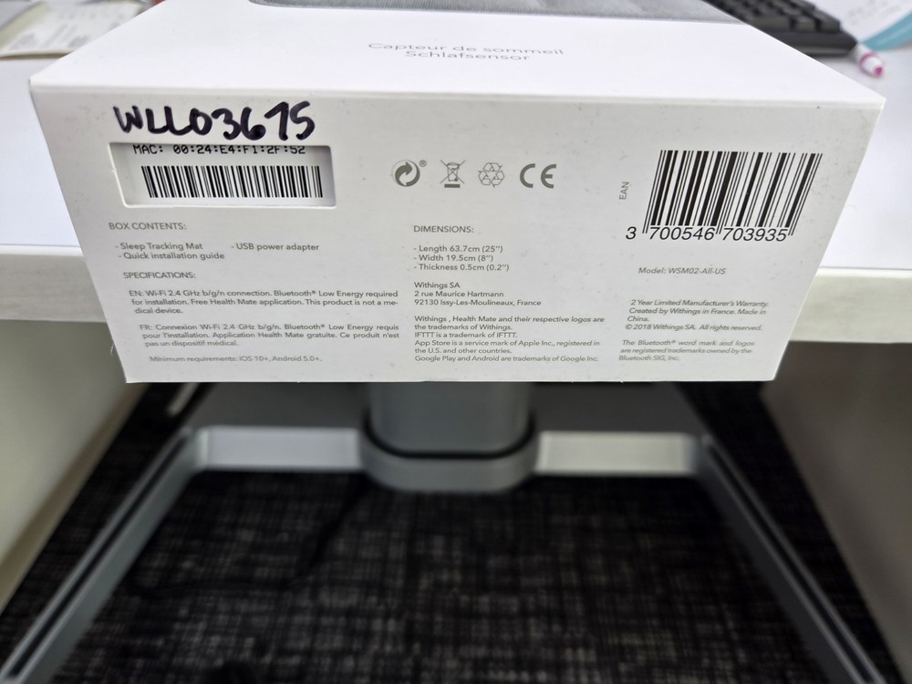 Withings Sleep Tracking Mat, Gray (Great Condition)