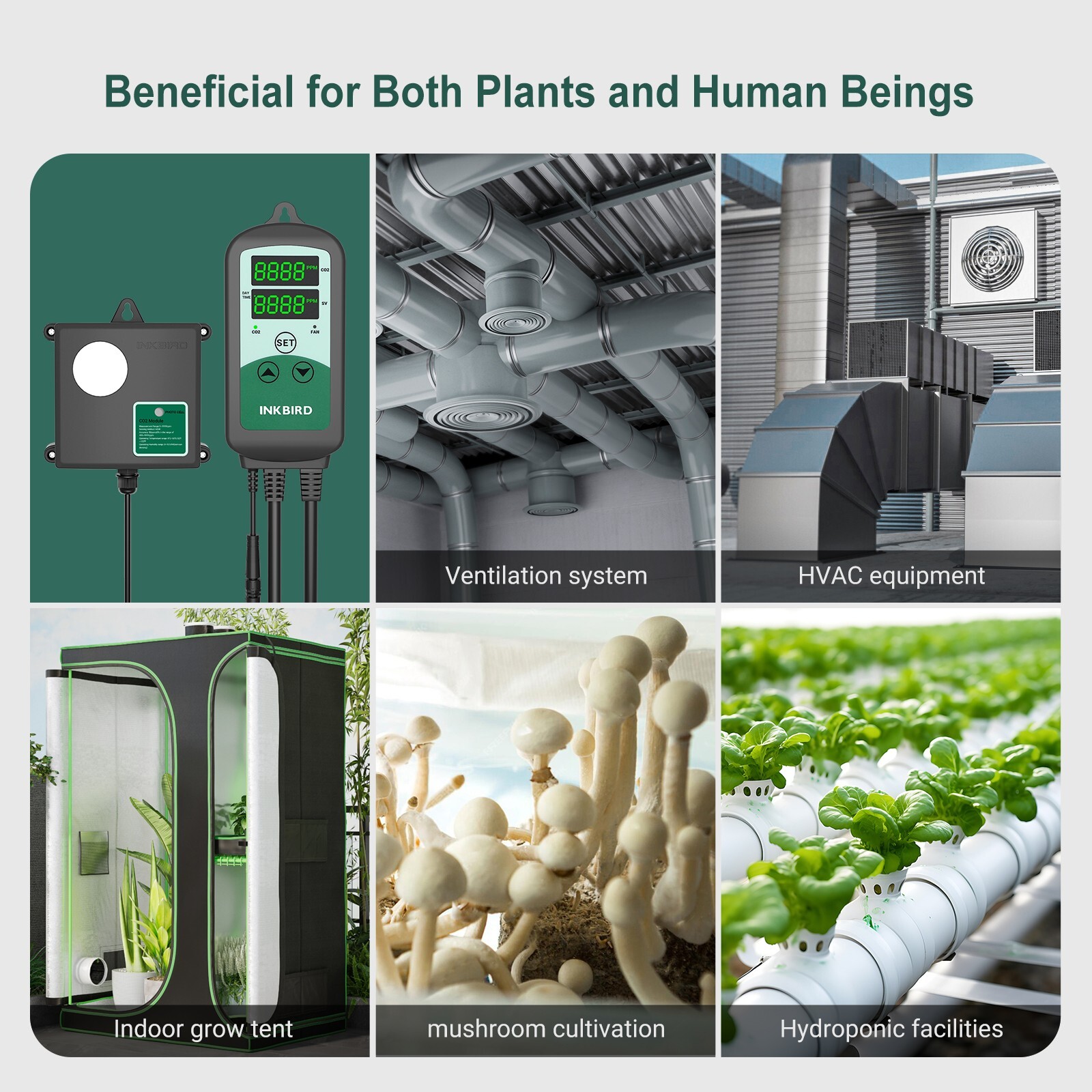 INKBIRD CO2 Controller Carbon Dioxide Built-in Photo Sensor 3 Running Modes 120V