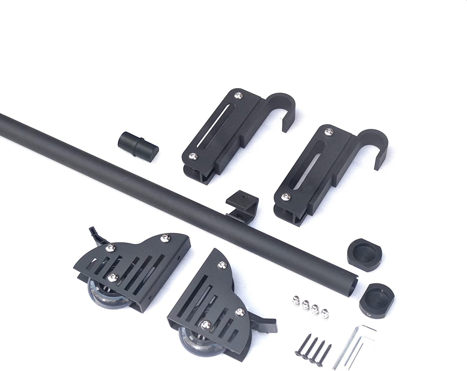 Hook On Rolling Library Ladder Track Kit with Metal Ladder with Grab Handle