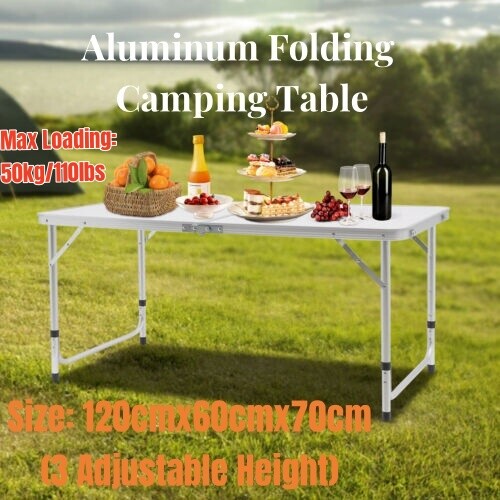 Portable Folding Table - Adjustable Height for Indoor & Outdoor Use