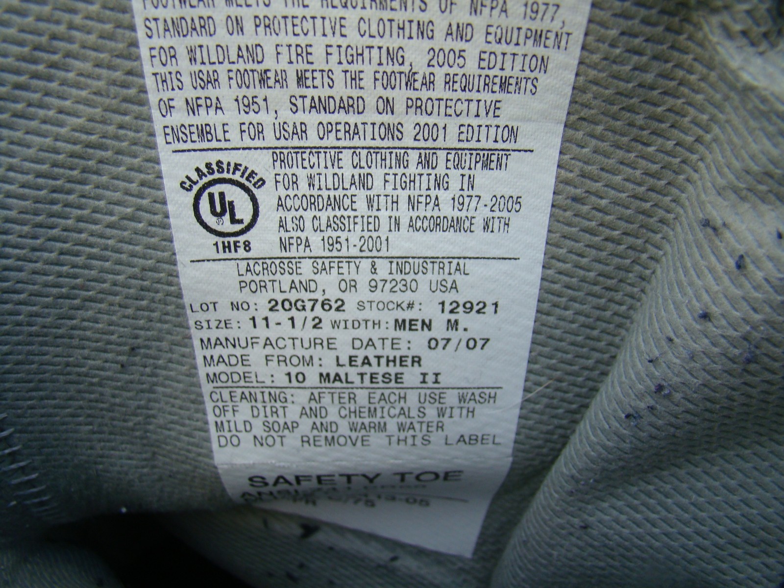 LaCrosse FireTech Boots Men's Maltese II 12921 Steel Toe Size 11 1/2 M Excellent