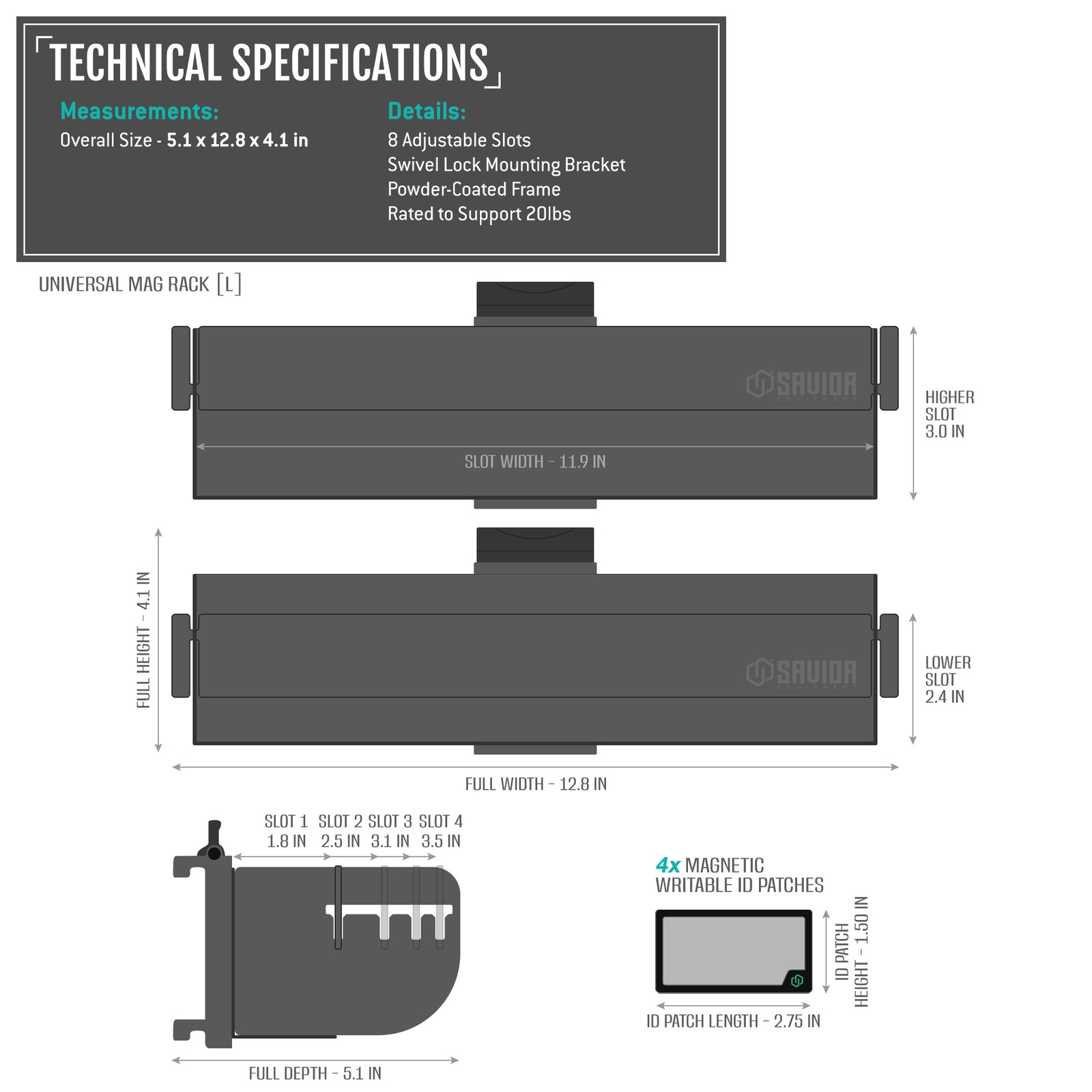 [SAVIOR] Wall Rack System Pistol/Rifle Gun Magazine Rack Mount Hook Organizer
