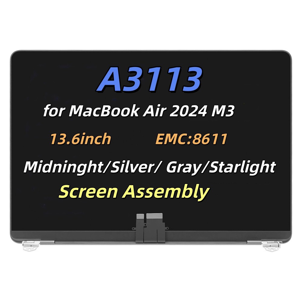 Replacement for Macbook Air M3 2024 A3113 LCD Screen Full Assembly Midnight