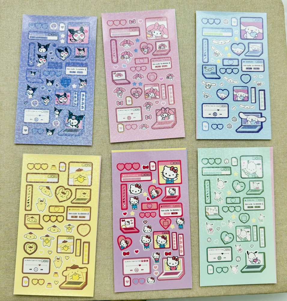 Cute Sanrio Sticker Deco Sheet *GLITTER* (2 Sheets/order) - *RANDOM* Selection