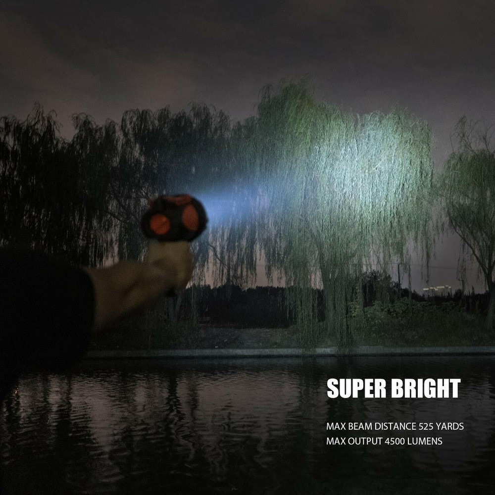 GOODSMANN Rechargeable Spotlight Waterproof Flashlight 4500 Lumen Handheld Light