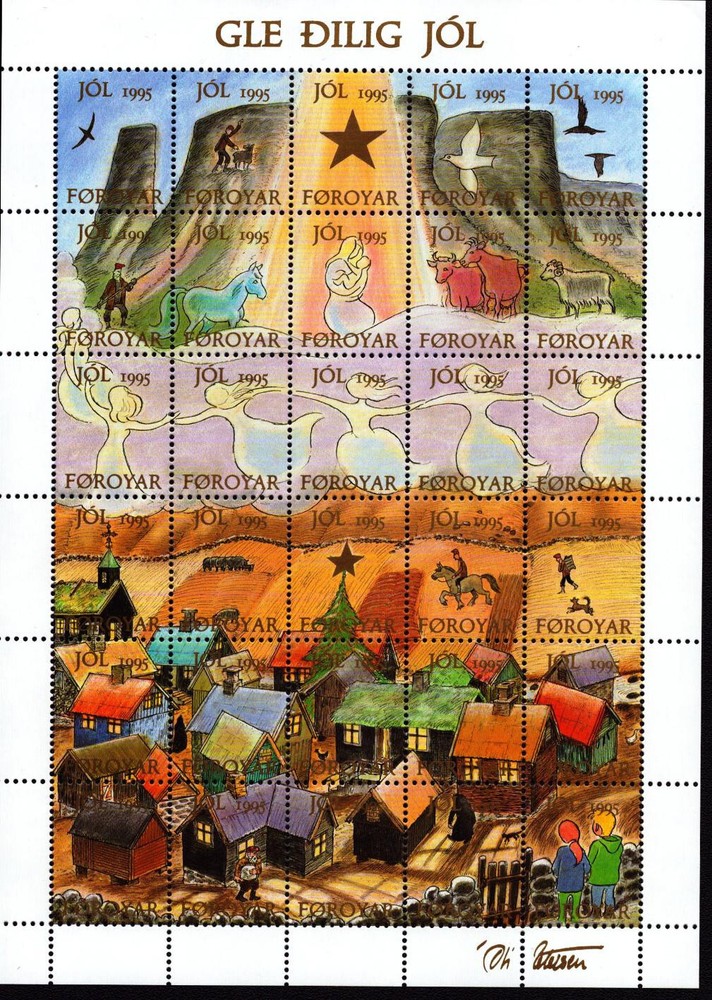 FAROE ISLANDS 1995 Christmas Seals sheet perf. type  1