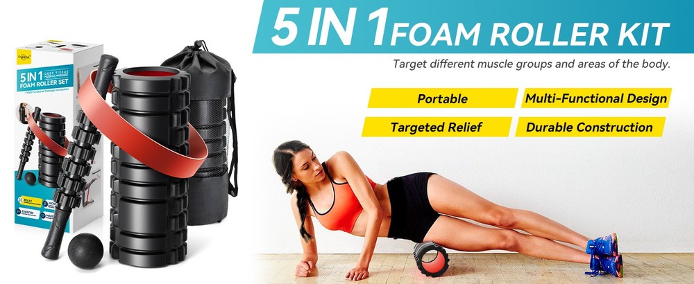 1 Fo Roller Set for Deep Tissue Muscle Massa, High Density