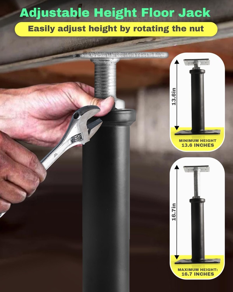 4 Pack House Floor Jacks, Adjustable Jack Post for Leveling, 13-16 Height