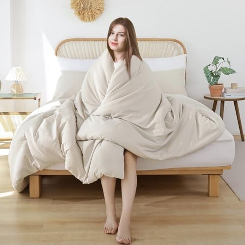 King Size Comforter Set 3pcs (1 Boho Comforter & King Comforter 104"x90" Beige