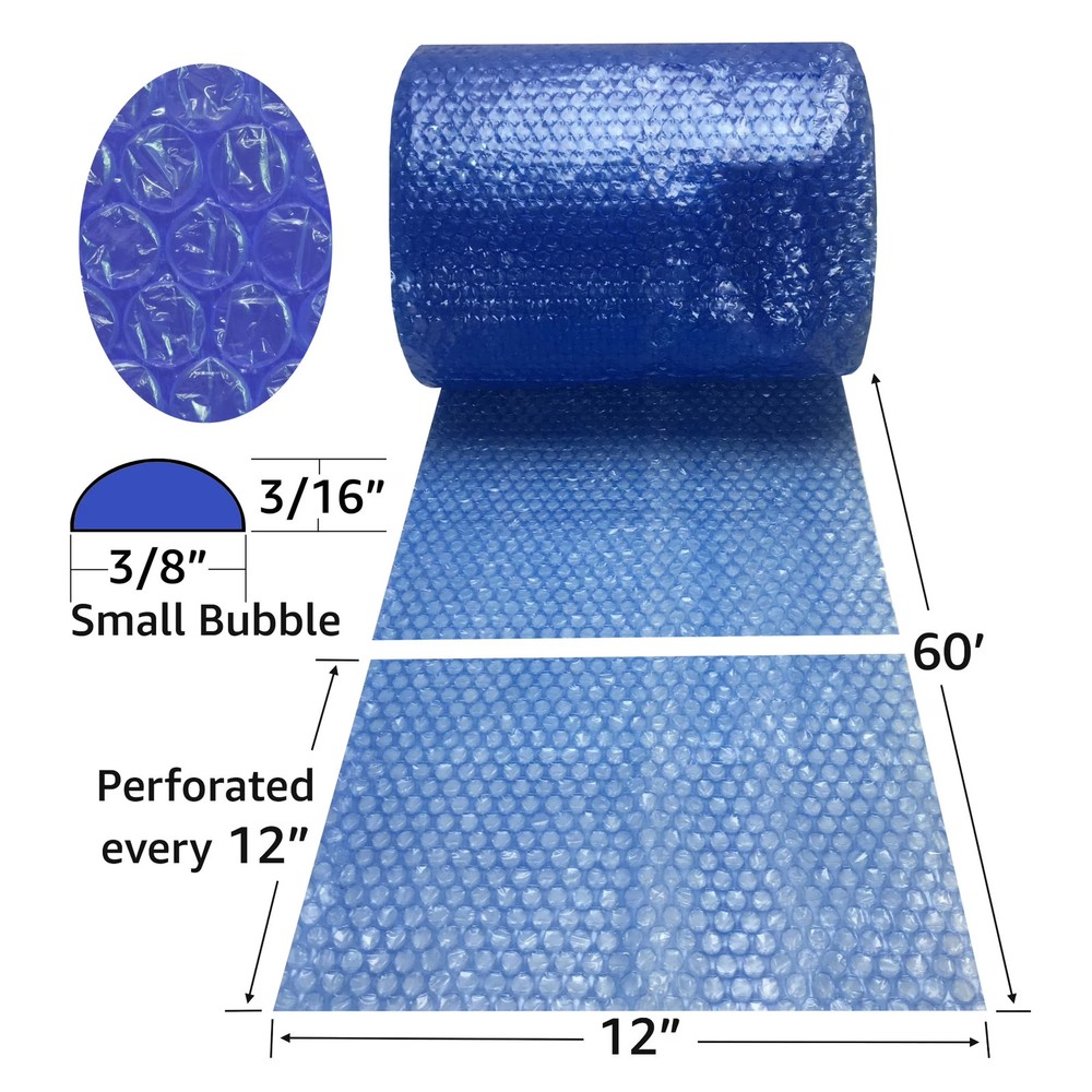 Small Bubble Blue Wrap 60' x 12" Perforated Every 12"