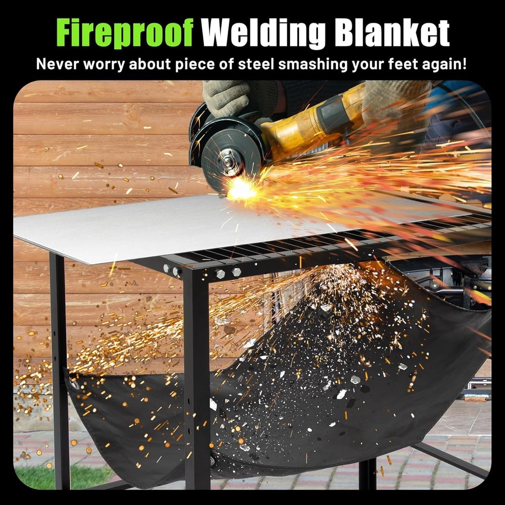 250 LBS Plasma Cutter Table with Replaceable Slats & Fireproof Welding Blanket