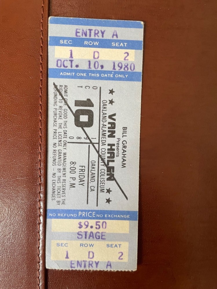 VAN HALEN Original Unused Ticket 1980 Women And Children First DLR Birthday