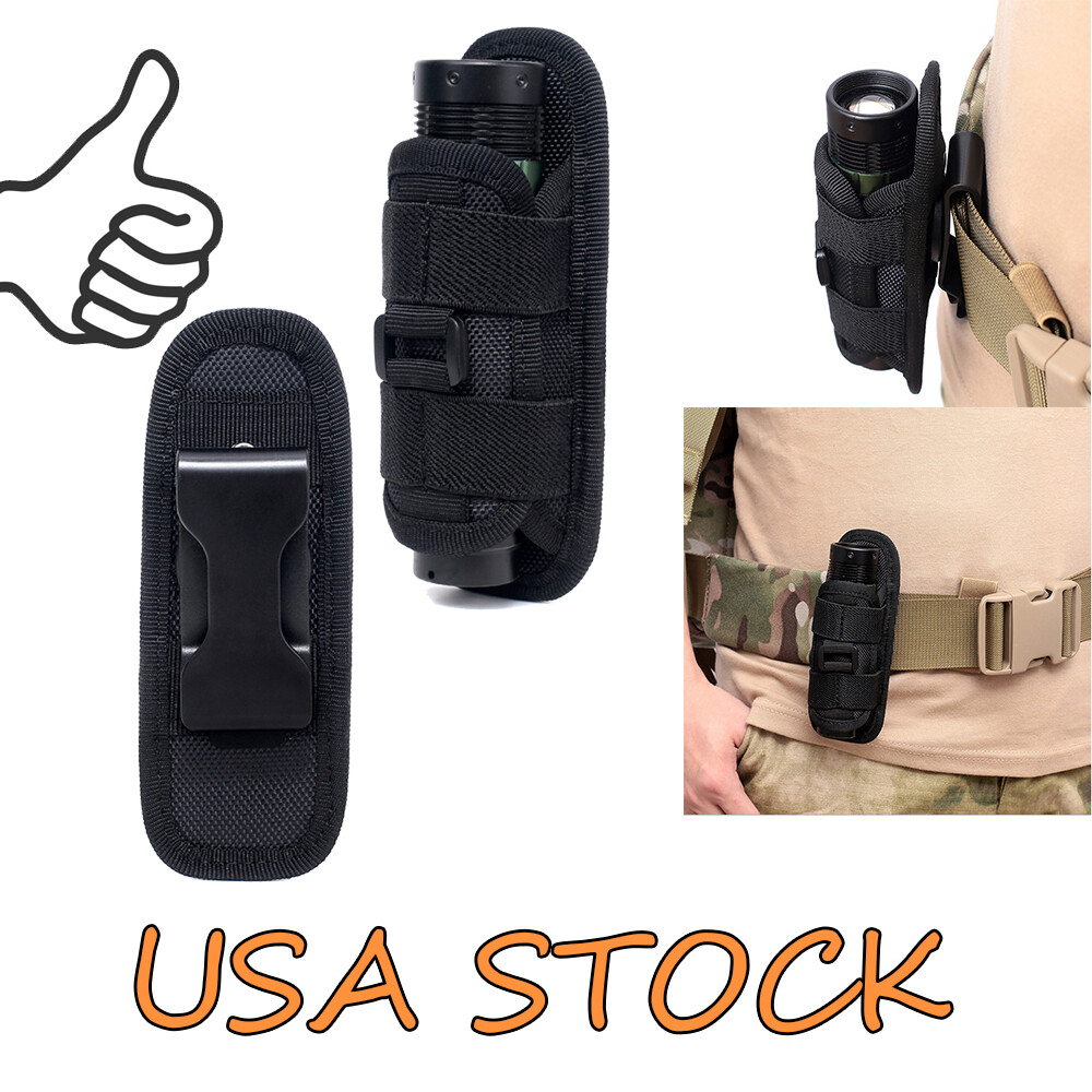 Tactical 360 Degrees Rotatable Flashlight Pouch Holder Case Belt Cover Accessory