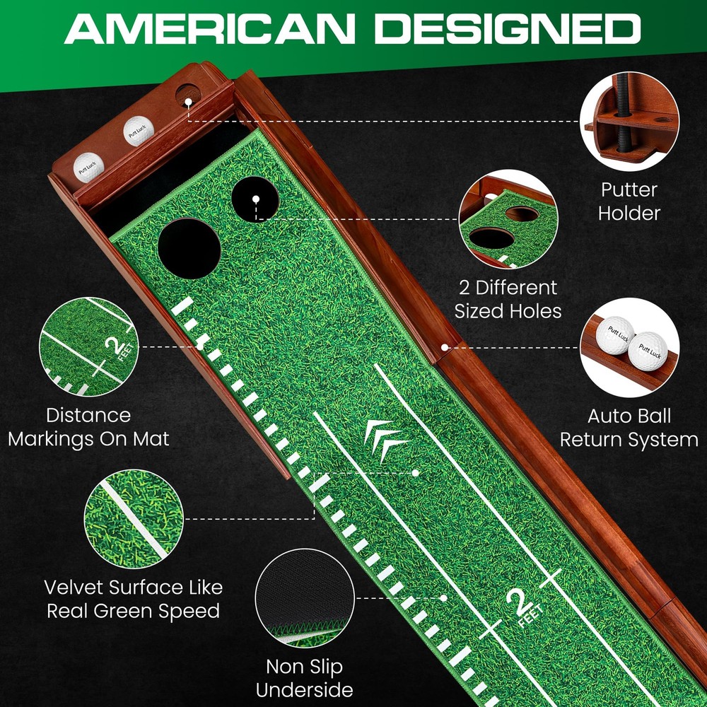Putting Green Indoor with Automatic Ball Return – Golf Putting Mat with Putte...