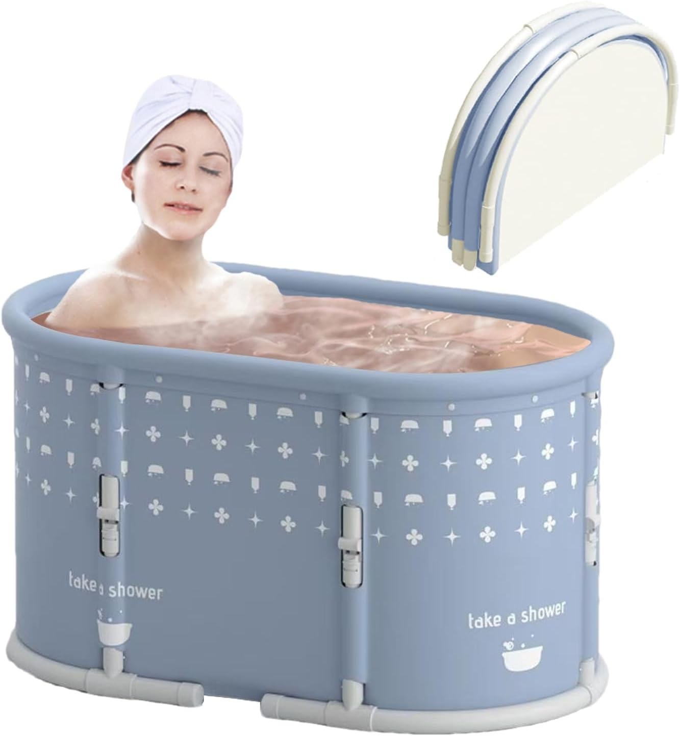 Portable Bath Tub No Installation, Foldable Bathtub for Adults, Separate Hot SPA