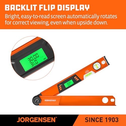 Digital Angle Finder Tool - Multi-Angle Protractor with Backlit LCD & Level Bubb