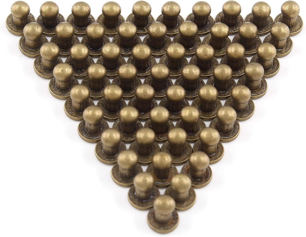 100Set 5mm Round Head Button Studs Bronze Button Stud Screw Leather Button Rivet