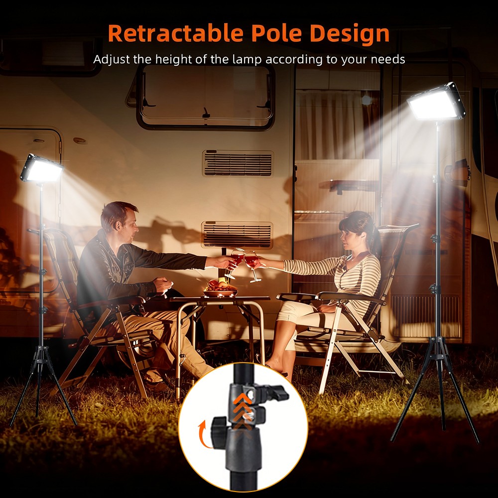 2pcs Adjustable 22000 Lumen LED Work Lights with Foldable Tripod Stand 6500K