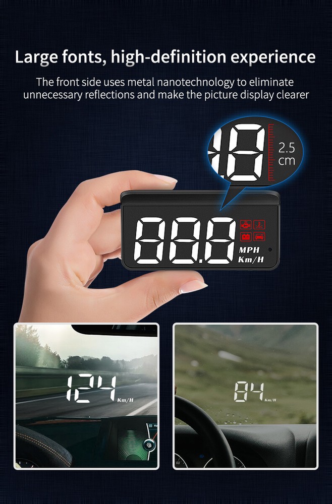 Car Head Up Display M3 OBD2 HUD Overspeed​Warning Windshield Projector