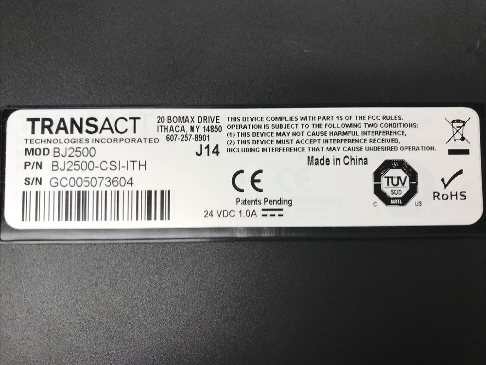 TransAct BANKjet 2500 Inkjet Teller Receipt Validation Printer USB WORKING