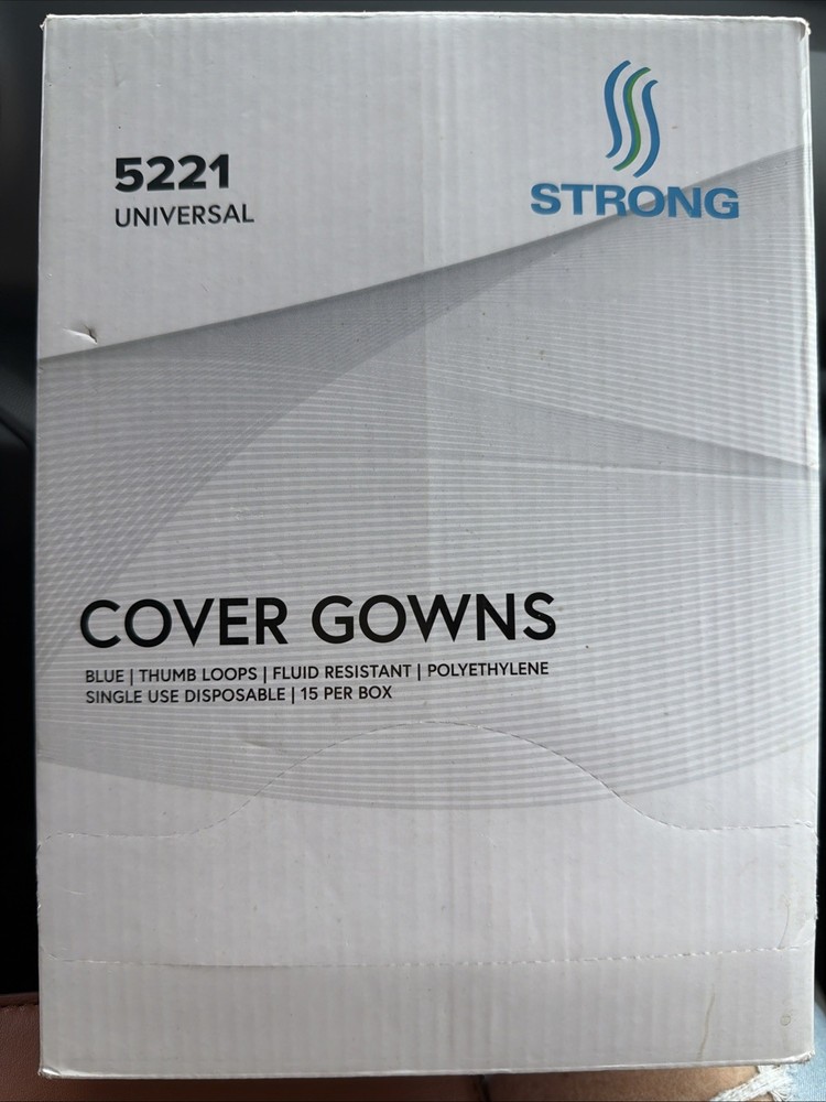 1 Disposable PPE Isolation Gown Cover, Polyethylene Universal Blue Thumb Loop