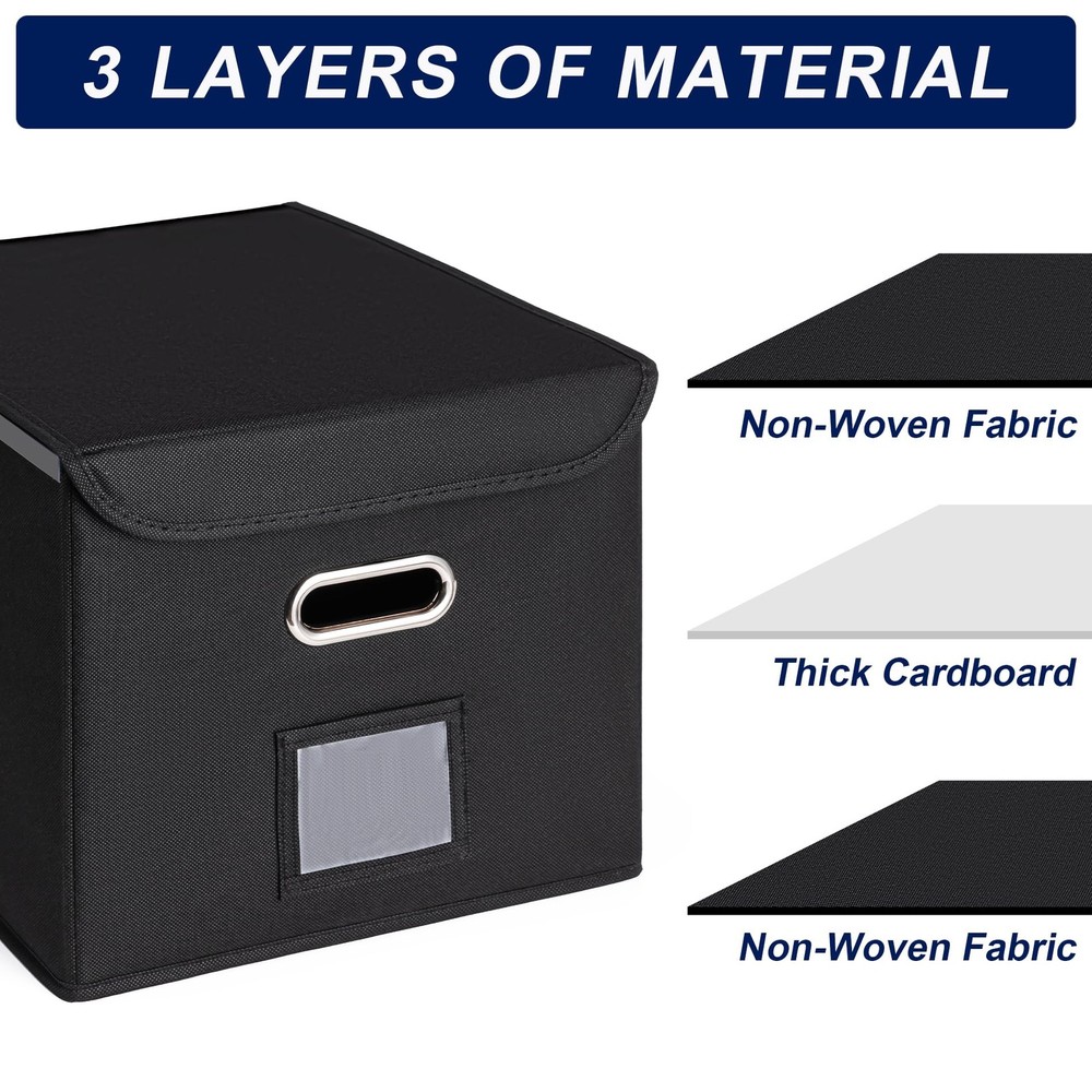 CADONO File Organizer Box with Lid, Large Hanging Folder 1Pack, Black