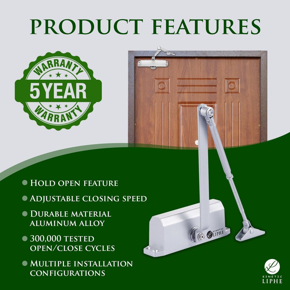 Automatic Door Closer - Hold Open Feature - Adjustable Hydraulic Heavy Duty D...