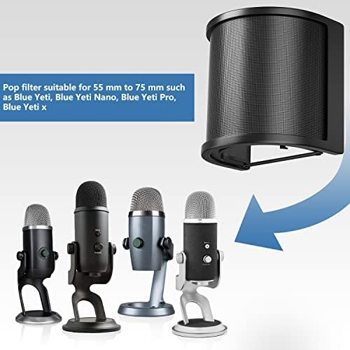 3-Layer Microphone Pop Filter for Blue Yeti Mic Shield