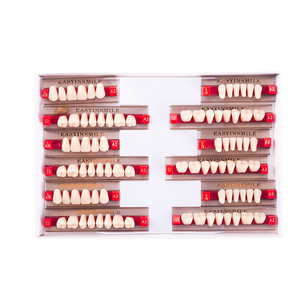 Dental Acrylic Resin False DIY Teeth Denture Upper Lower Full Set Shade A1/A2/A3