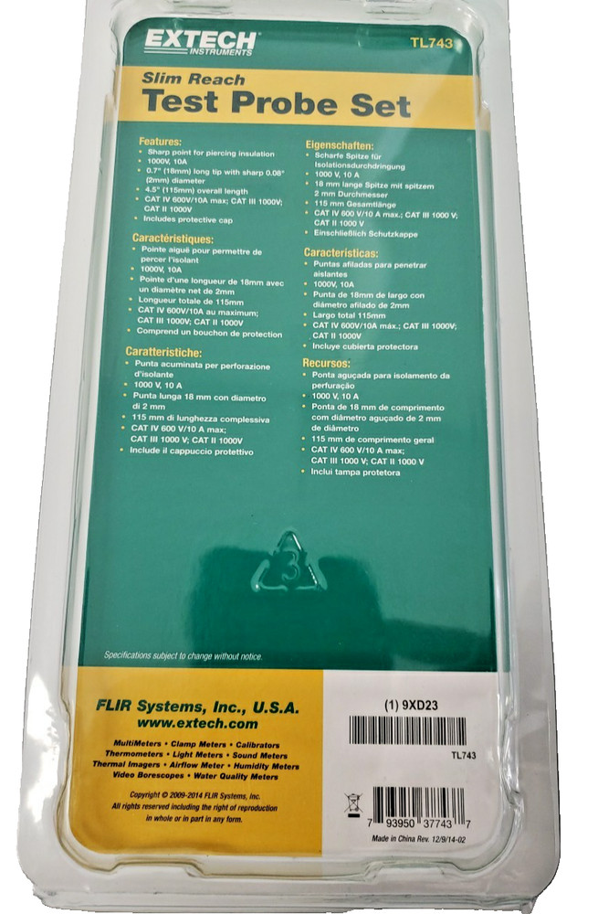 Extech TL743: Slim Reach Test Probe Set